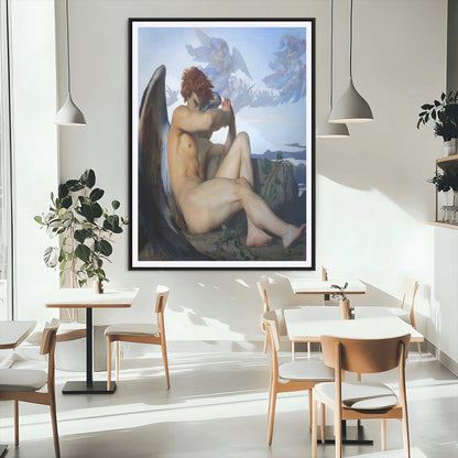 99738-MGC-FP-24x36_Black-Fallen Angel Wall Art Canvas Print, Framed Classical Nude Art Picture Print, Renaissance Style Perfect Classical Moody Decor