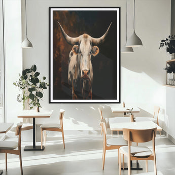 11823-MGC-FP-24x36_Black-Texas Longhorn Wall Art Canvas Print, Framed Western Bull Art Picture Print, Rustic Cow Perfect Rustic Western Decor Artwork