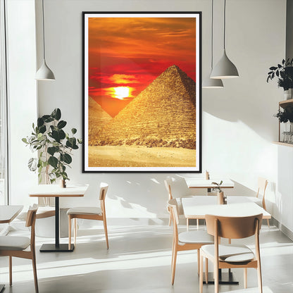 13047-MGC-FP-24x36_Black-Pyramids Giza Wall Art – Golden Sunset Egypt Canvas Print, Ancient World Landmark Photography Decor for Living Room, Office, Study