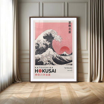 66456-MGV-CV-24X36-Hokusai Great Wave Wall Art – Iconic Japanese Canvas Print with Mount Fuji, Pink Ocean Waves, Classic Asian Decor for Living Room