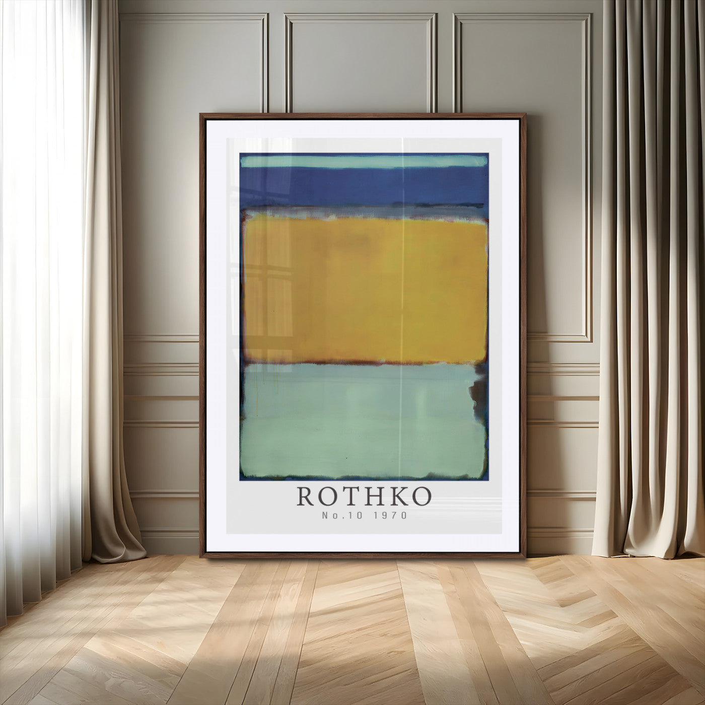 44630-MGV-CV-24X36-Mark Rothko Wall Art – Abstract Color Field Canvas Print in Blue and Yellow, Modern Minimalist Expressionist Painting for Home,
