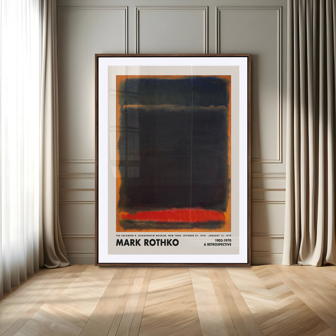 32866-MGV-CV-24X36-Mark Rothko Wall Art – Dark Abstract Expressionist Canvas Print, Bold Color Field Painting for Modern Living Room, Office, or