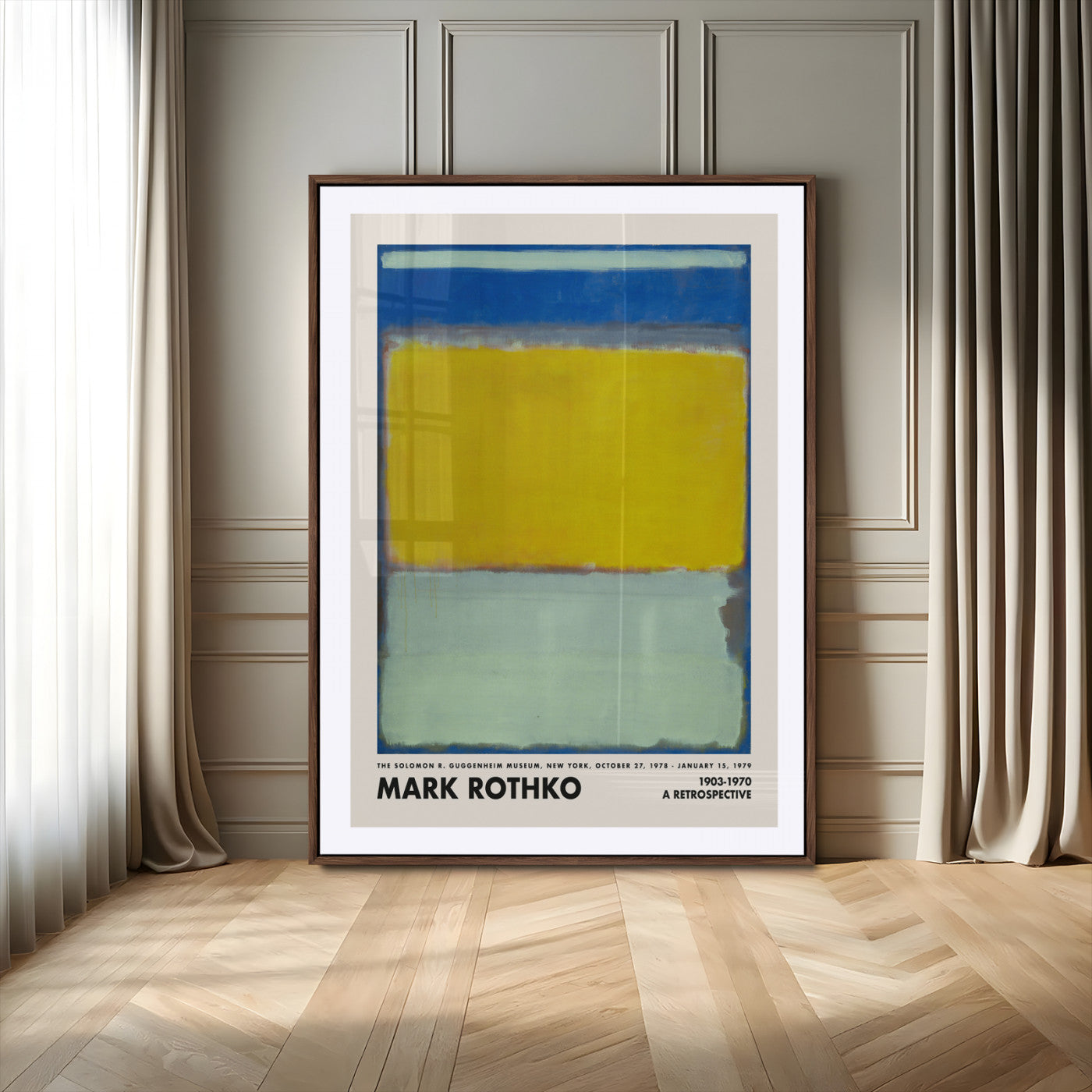 27757-MGV-CV-24X36-Mark Rothko Abstract Wall Art – Blue and Yellow Color Field Canvas Print, Modern Minimalist Painting Poster for Living Room,