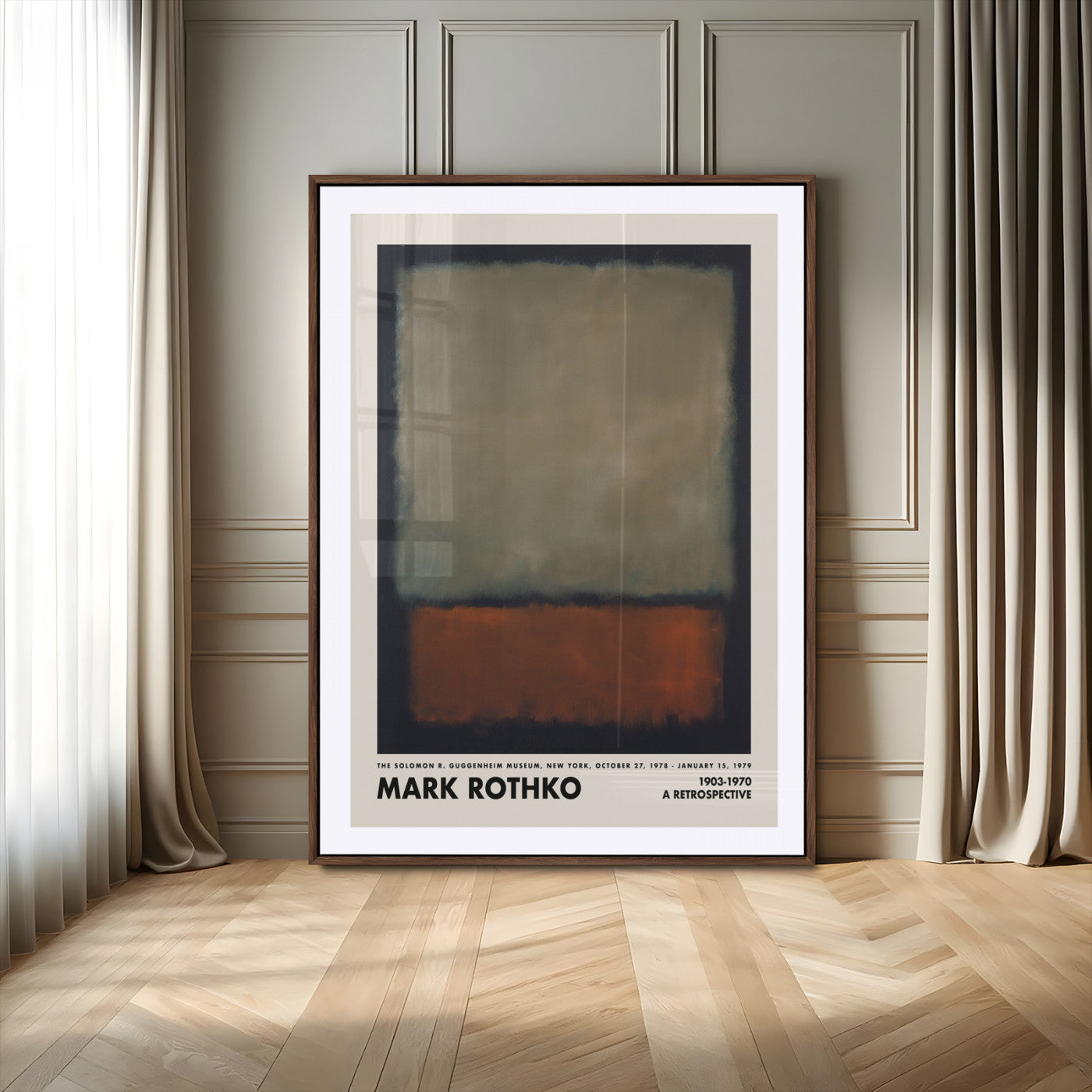 55077-MGV-CV-24X36-Mark Rothko Abstract Wall Art – Brown and Black Color Field Canvas Print, Modern Minimalist Painting Poster for Living Room,
