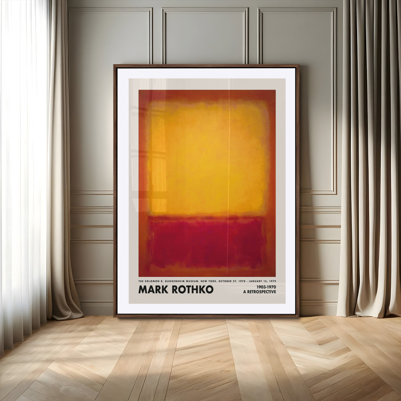 59724-MGV-CV-24X36-Mark Rothko Abstract Wall Art – Yellow and Red Color Field Canvas Print, Modern Minimalist Painting Poster for Living Room, Office