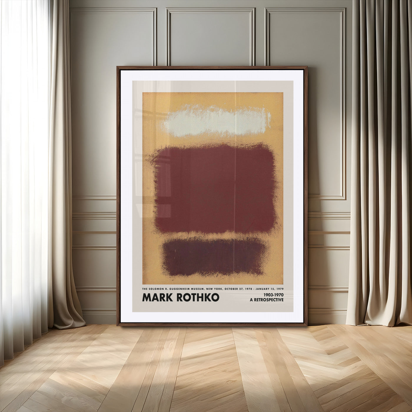 63538-SEG-FC-90X60_Oversize_Oversize-Mark Rothko Abstract Wall Art – Brown and Beige Color Field Canvas Print, Modern Minimalist Painting Poster for Living Room,
