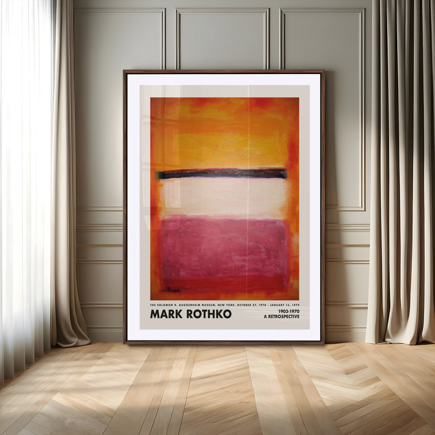 60690-MGV-CV-24X36-Mark Rothko Abstract Wall Art – Orange and Red Color Field Canvas Print, Modern Minimalist Painting Poster for Living Room, Office