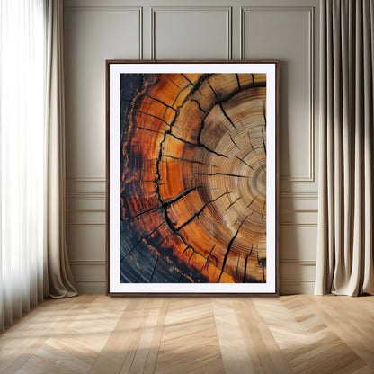 33751185-MGC-FP-24x36-Tree Rings Wall Art Canvas Print, Framed Wood Detail Art Picture Print, Rustic Texture Perfect Rustic Warm Decor Artwork