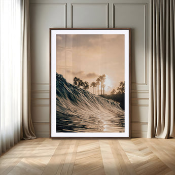 50270635-MGV-CV-24X36-Golden Hour Ocean Wall Art Canvas Print, Framed Beach Sunset Art Picture Print, Palm Trees Perfect Tropical Coastal Decor Artwork