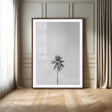 67263674-MGC-FP-24x36-Lone Palm Tree Wall Art Canvas Print, Framed Minimalist Tropical Art Picture Print, Monochrome Beach Perfect Modern Coastal