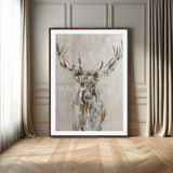 79642067-MGV-CV-24X36-Abstract Deer Wall Art Canvas Print, Framed Lodge Style Decor Art Picture Print, Rustic Animal Wall Perfect Lodge Cabin Style