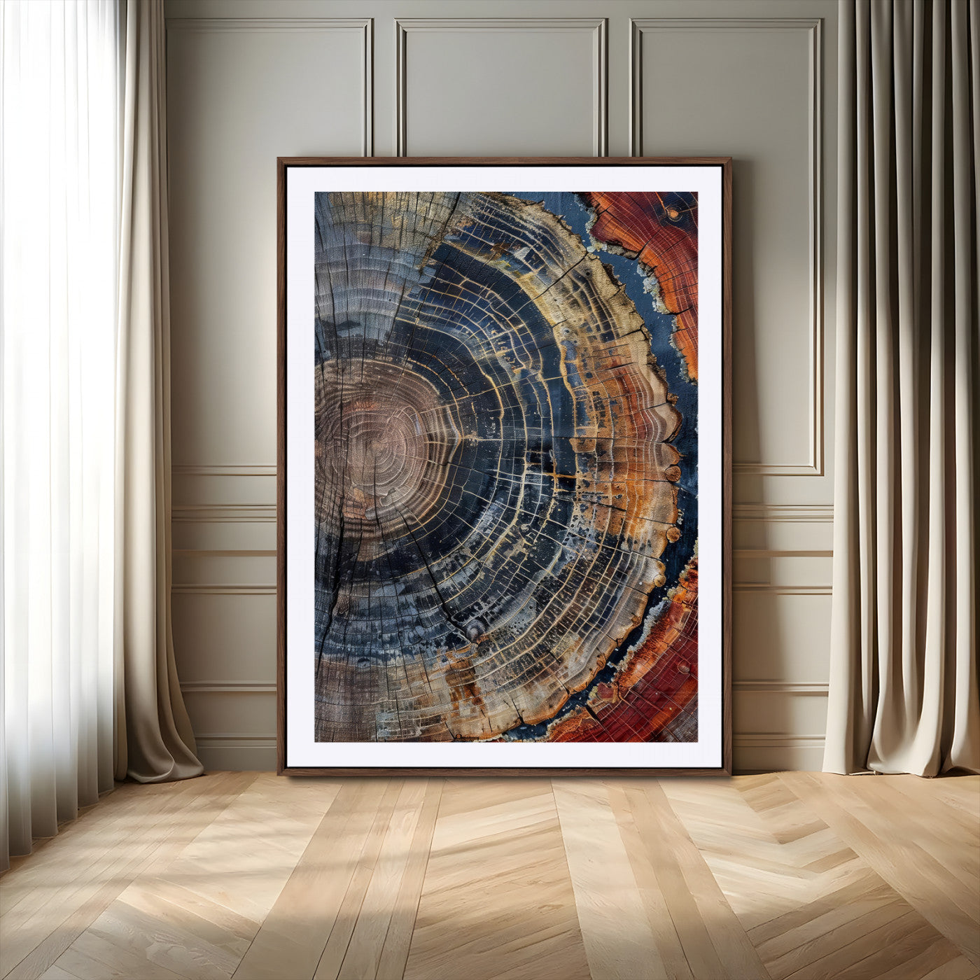 36357958-MGC-FP-24x36-Tree Ring Texture Wall Art Canvas Print, Framed Rustic Wood Decor Art Picture Print, Timber Wall Accent Perfect Rustic Farmhouse