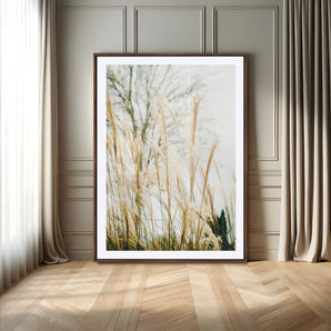 17571705-MGC-FP-24x36-Pampas Grass Wall Art Canvas Print, Framed Neutral Tones Art Picture Print, Minimalist Nature Perfect Boho Minimalist Decor