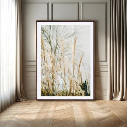 17571705-MGC-FP-24x36-Pampas Grass Wall Art Canvas Print, Framed Neutral Tones Art Picture Print, Minimalist Nature Perfect Boho Minimalist Decor