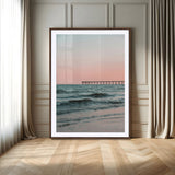 89450227-MGV-CV-24X36-Minimalist Seascape Wall Art Canvas Print, Framed Soft Pastel Sunset Art Picture Print, Tranquil Ocean Perfect Minimalist Coastal