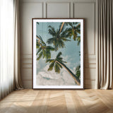 80452931-MGC-FP-24x36_Walnut-Tropical Palm Trees Wall Art Canvas Print, Framed Coastal Nature Art Picture Print, Relaxing Summer Vibes Perfect Boho Coastal