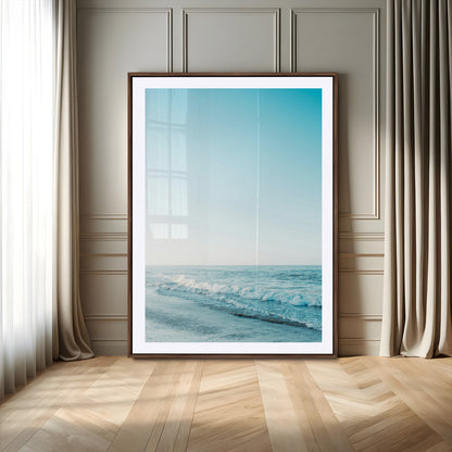 20189712-MGV-CV-24X36-Minimalist Ocean Wall Art Canvas Print, Framed Calm Seascape Art Picture Print, Soft Blue Tones Perfect Coastal Minimalist Decor