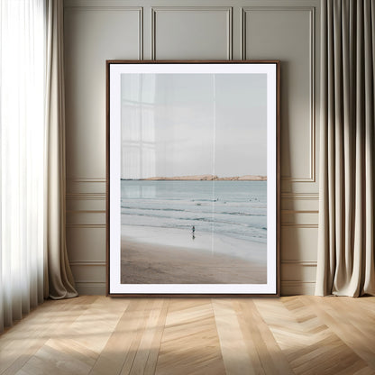 66350373-MGV-CV-24X36-Minimalist Beach Wall Art Canvas Print, Framed Soft Blue Tones Art Picture Print, Tranquil Ocean Perfect Coastal Minimalist Decor