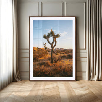 90776393-MGV-CV-24X36-Joshua Tree Wall Art Canvas Print, Framed Golden Hour Desert Art Picture Print, Sunset Glow Perfect Southwestern Boho Decor