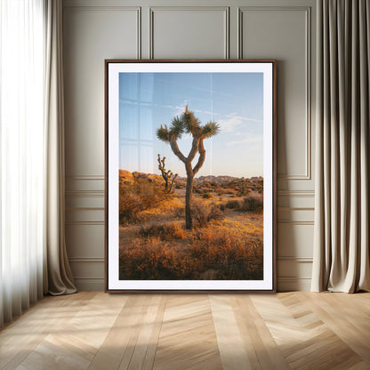 90776393-MGV-CV-24X36-Joshua Tree Wall Art Canvas Print, Framed Golden Hour Desert Art Picture Print, Sunset Glow Perfect Southwestern Boho Decor