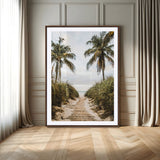 53859552-MGV-CV-24X36-Tropical Beach Wall Art – Palm Tree Pathway Canvas Print, Coastal Paradise Photography Decor for Living Room, Bedroom, Office,