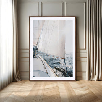 95552990-MGV-CV-24X36-Nautical Sailing Wall Art – Sailboat with White Sails and Ocean Waves, Coastal Photography Print, Seaside Decor for Beach House &