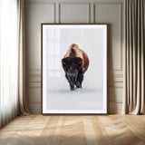 77072968-MGV-CV-24X36-Wildlife Wall Art – Bison in Snow Canvas Print, Rustic Western Nature Photography Decor for Bedroom, Living Room, Office, Cabin,