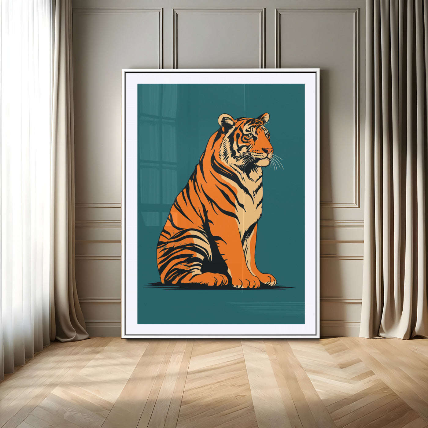 45688-MGC-FP-24x36_White-Tiger Wall Art – Bold Jungle Cat Canvas Print, Modern Wildlife Animal Decor for Living Room, Bedroom, Office or Nature Inspired