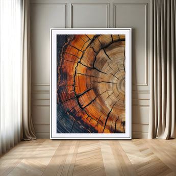 33751185-MGC-FP-24x36-Tree Rings Wall Art Canvas Print, Framed Wood Detail Art Picture Print, Rustic Texture Perfect Rustic Warm Decor Artwork