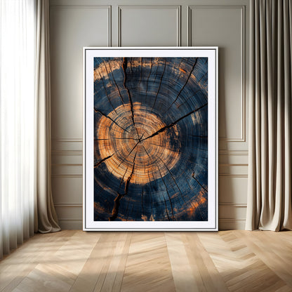 32486414-MGV-CV-24X36-Tree Rings Wall Art Canvas Print, Framed Rustic Texture Art Picture Print, Wood Grain Perfect Rustic Industrial Decor Artwork