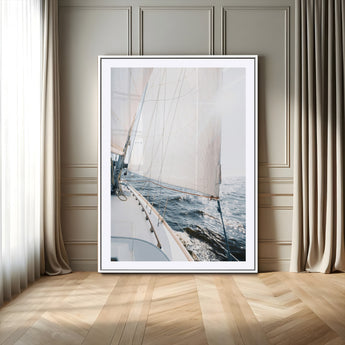 95570785-MGC-FP-24x36-Sailing Boat Wall Art Canvas Print, Framed Bright Nautical Art Picture Print, Sailing Sea Perfect Coastal Minimalist Decor Artwork