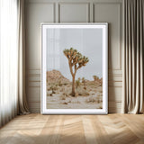 80210318-MGC-FP-24x36-Joshua Tree Wall Art Canvas Print, Framed Desert Minimalism Art Picture Print, Neutral Earth Tones Perfect Southwestern Minimalist