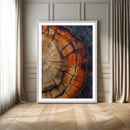 74113861-MGC-FP-24x36_White-Tree Ring Art Wall Art Canvas Print, Framed Rustic Wood Art Art Picture Print, Timber Wall Decor Perfect Modern Rustic Decor