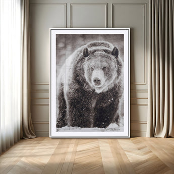 37297892-MGC-FP-24x36_White-Bison Portrait Wall Art Canvas Print, Framed Rustic Wall Accent Art Picture Print, Lodge Style Perfect Rustic Lodge Decor Artwork