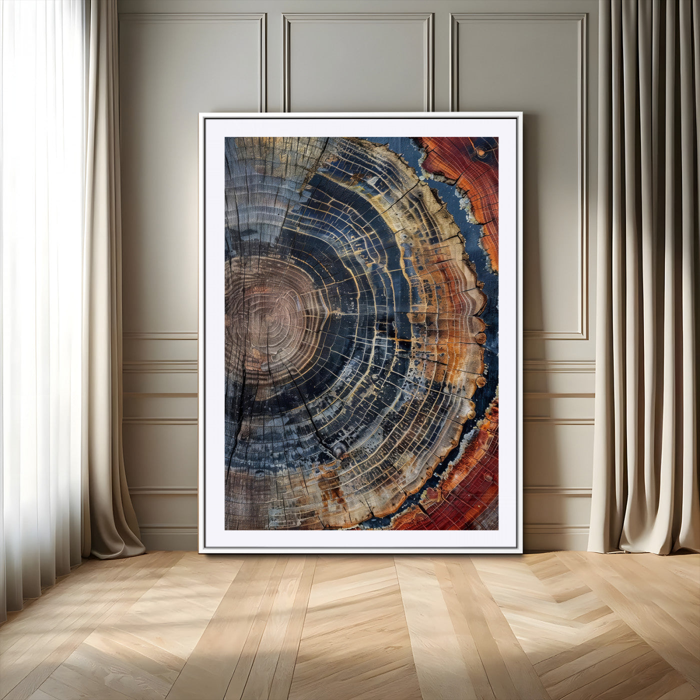 92693966-MGC-FP-24x36-Timber Cut Close-Up Wall Art Canvas Print, Framed Rustic Wood Canvas Art Picture Print, Natural Texture Decor Perfect Modern Lodge