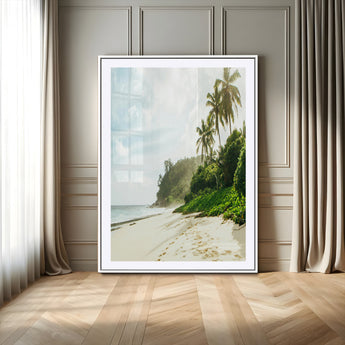 42984524-MGC-FP-24x36-Relaxing Beach Wall Art Canvas Print, Framed Ocean View Art Picture Print, Coastal Serenity Perfect Tropical Coastal Decor Artwork