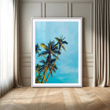 62885569-MGV-CV-24X36-Palm Trees Wall Art Canvas Print, Framed Tropical Vibes Art Picture Print, Blue Sky Perfect Coastal Boho Decor Artwork
