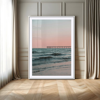 89450227-MGV-CV-24X36-Minimalist Seascape Wall Art Canvas Print, Framed Soft Pastel Sunset Art Picture Print, Tranquil Ocean Perfect Minimalist Coastal