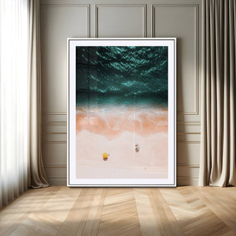44468317-MGC-FP-24x36_White-Tropical Relaxation Wall Art Canvas Print, Framed Coastal Vibes Art Picture Print, Ocean Aesthetic Perfect Coastal Minimalist