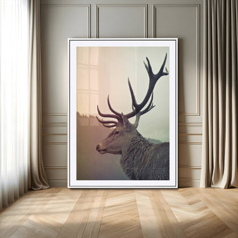 22632976-MGC-FP-24x36_White-Deer Canvas Print Wall Art Canvas Print, Framed Woodland Animal Decor Art Picture Print, Rustic Lodge Wall Art Perfect Rustic