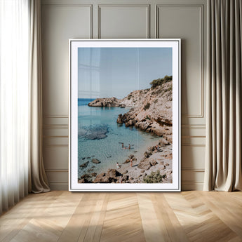 39329622-MGV-CV-24X36-Coastal Wall Art – Turquoise Water and Rocky Beach Canvas Print, Scenic Seaside Photography Decor for Bedroom, Living Room,
