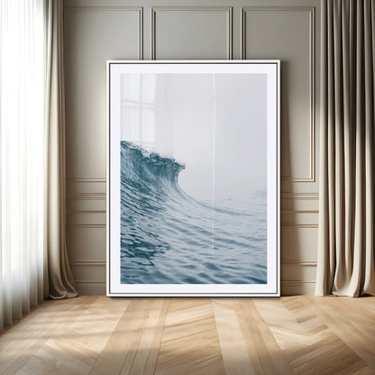 38699249-MGC-FP-24x36_White-Ocean Wave Wall Art – Minimalist Sea Canvas Print, Rising Surf and Misty Horizon Photography Decor for Bedroom, Living Room,