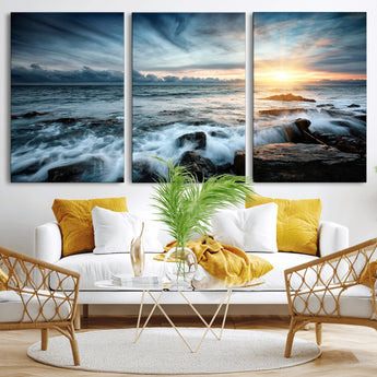 33428-MGV-CV-36X24-Ocean Sunrise Wall Art – Serene Seascape Canvas Print, Coastal Home or Office Decor, Perfect for Living Room, Bedroom, or Study
