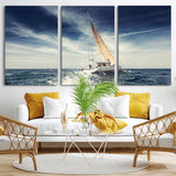 75430-MGV-CV-36X24-Sailing Boat Wall Art – Dynamic Ocean Yacht Canvas Print, Nautical Decor for Living Room, Office, Beach House or Cabin