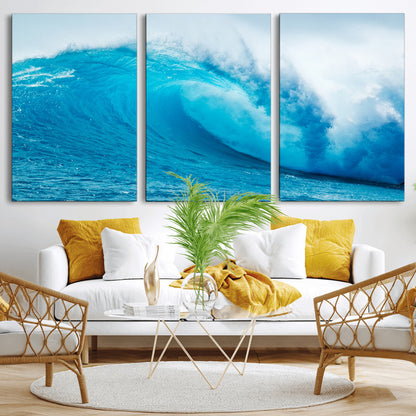 13117-MGV-CV-36X24-Ocean Wave Wall Art – Dynamic Blue Surf Canvas Print, Coastal Beach Decor for Living Room, Bathroom, Office, or Beach House