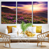 49741-MGV-CV-36X24-Mountain Sunrise Wall Art – Vibrant Floral Landscape Canvas Print, Nature Home Decor for Living Room, Bedroom Office or Cabin