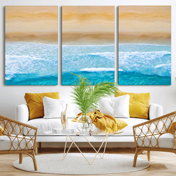 43046-MGV-CV-36X24-Aerial Beach Wall Art – Serene Ocean Waves & Sandy Shore Canvas Print, Coastal Home Decor for Living Room, Bedroom or Office