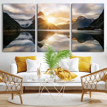 78842-MGV-CV-36X24-Sunrise Mountain Reflection Wall Art – Stunning Nature Landscape Canvas Print for Home, Office, Living Room or Relaxing Space