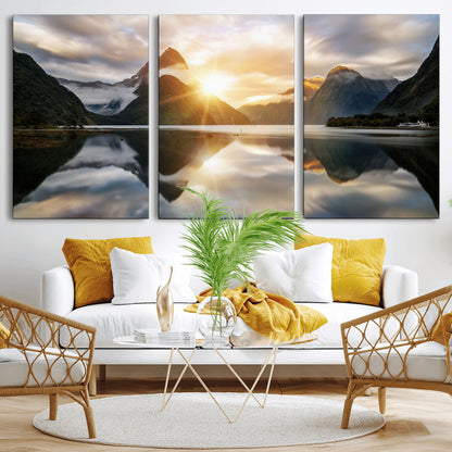 78842-MGV-CV-36X24-Sunrise Mountain Reflection Wall Art – Stunning Nature Landscape Canvas Print for Home, Office, Living Room or Relaxing Space