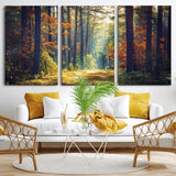 86249-MGV-CV-36X24-Sunlit Autumn Forest Path Wall Art – Peaceful Nature Scene with Fall Foliage, Calming Woods Decor for Home or Office